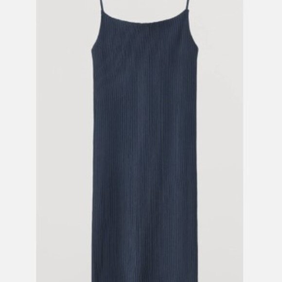 Navy Blue Ribbed Tank Dress - Picture 1 of 3